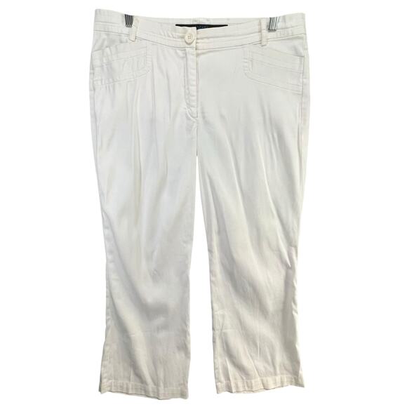 Escada Sport Trouser Pants L White Cotton Blend Straight Nautical Preppy Classic - Picture 1 of 14